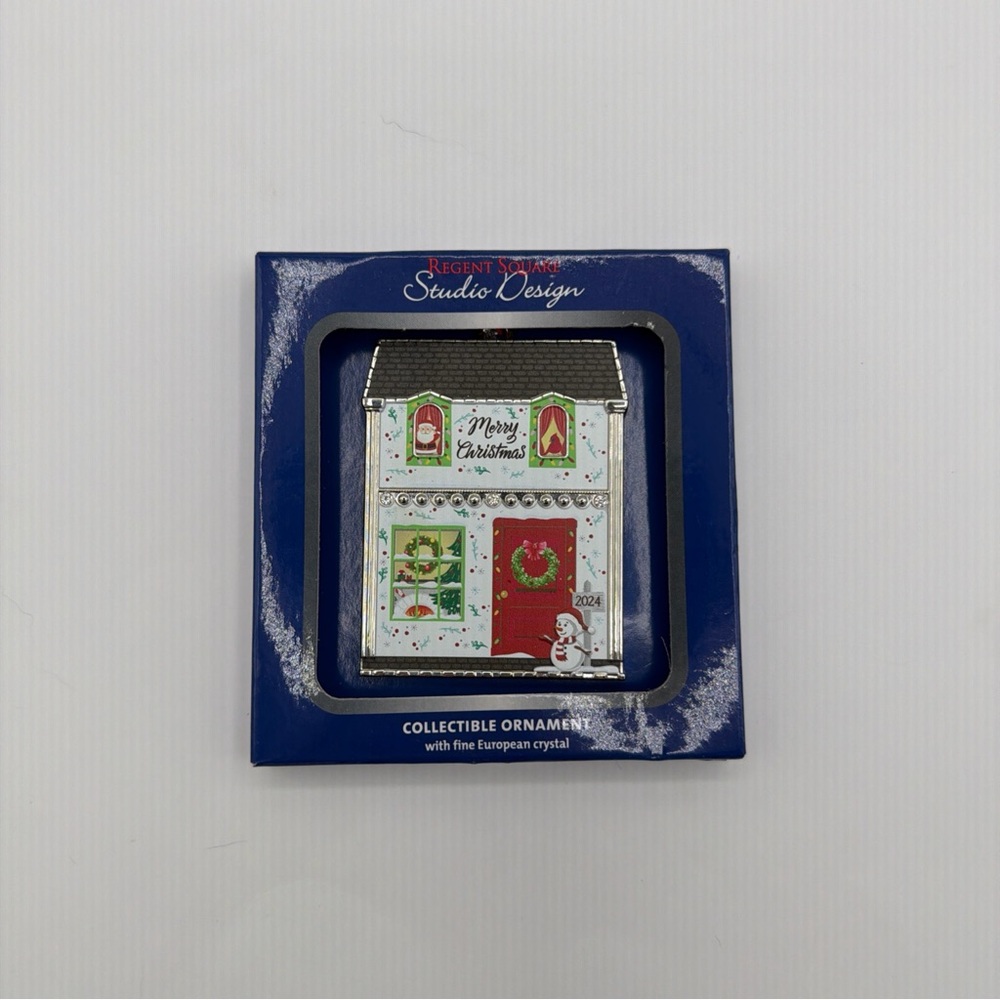 Merry Christmas Townhouse Collectible Ornament With‎ Fine European Crystal